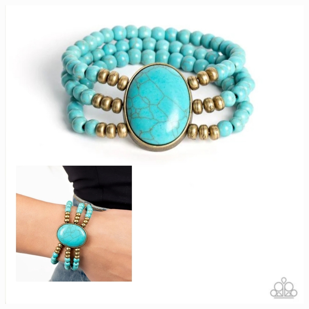 STONE POOLS BRASS  BRACELET